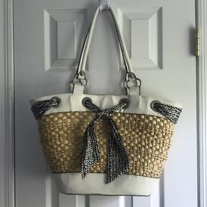 Straw and Leather Straw Tote